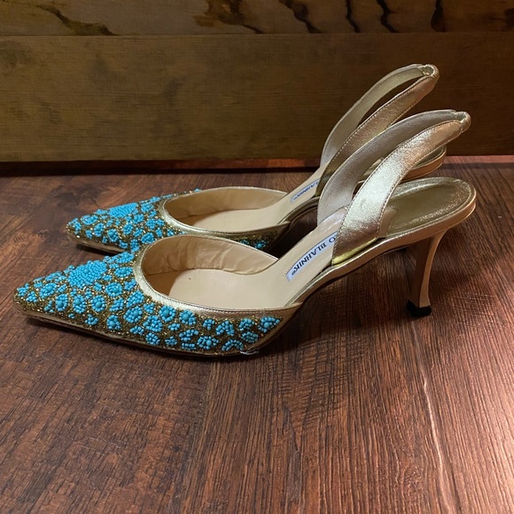 Beaded Manolo Blahnik slingback pumps GREAT condition - Picture 2 of 5